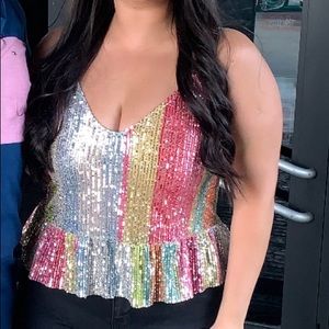 Zara Rainbow Sequin Tank
